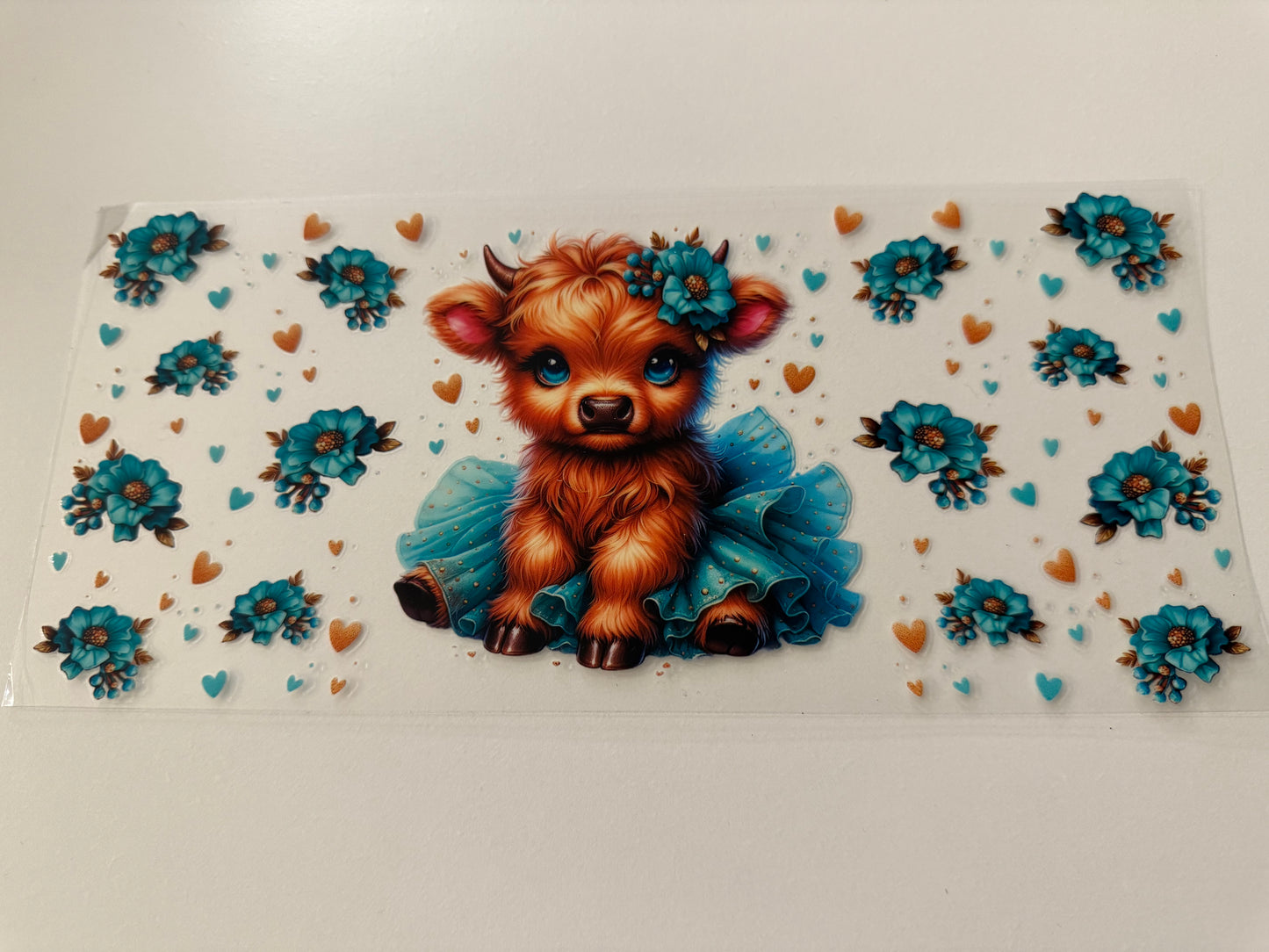 Teal highland cow