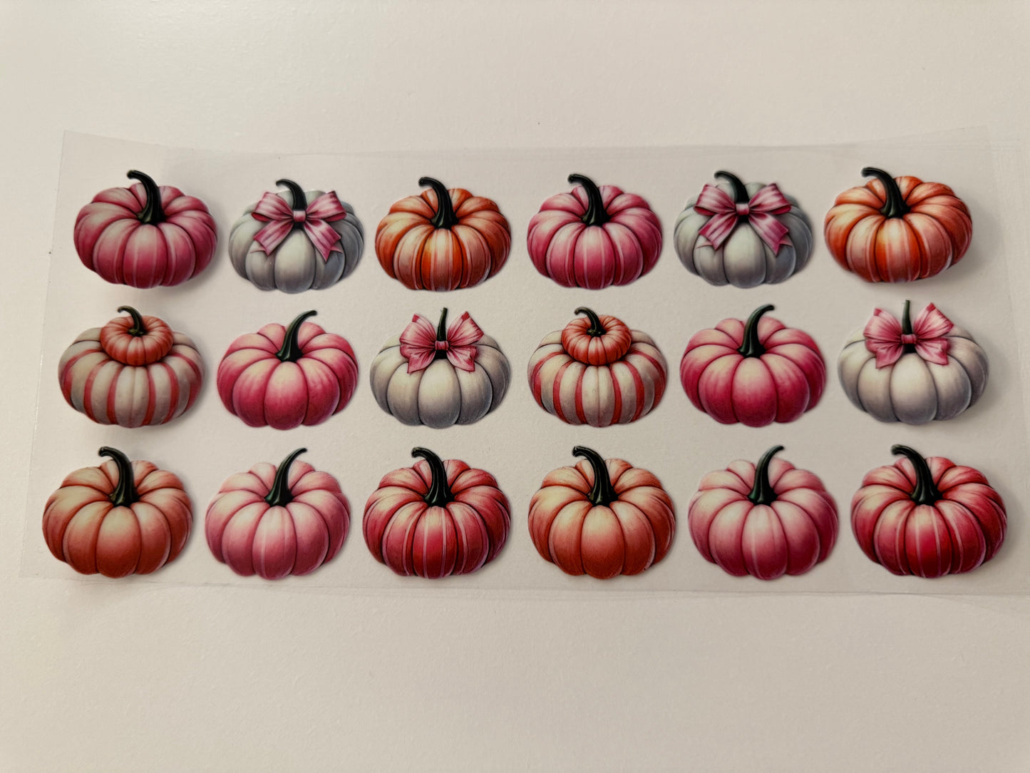 Pink white orange pumpkins