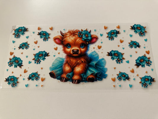 Teal highland cow